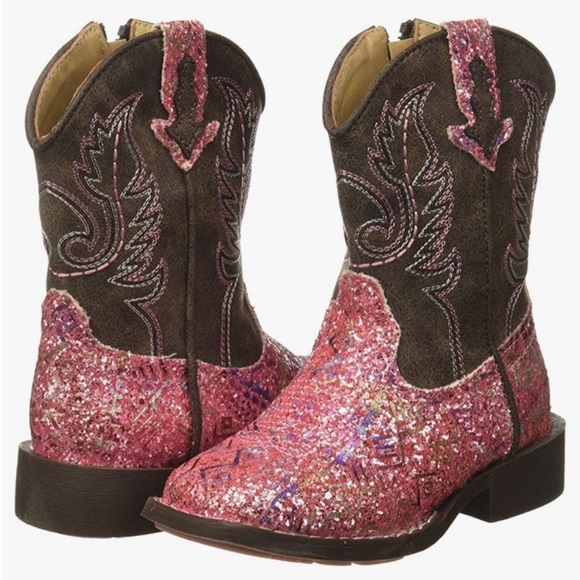 Roper Shoes Roper Cowboy Boots Pink Glitter Western Aztec Square